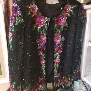 Stunning Silk Black Beaded Special Occasion Jacket